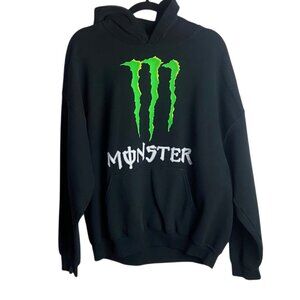 Vintage Y2K Gildan Monster Energy Logo Hoodie Sweatshirt Size XL Black Skater
